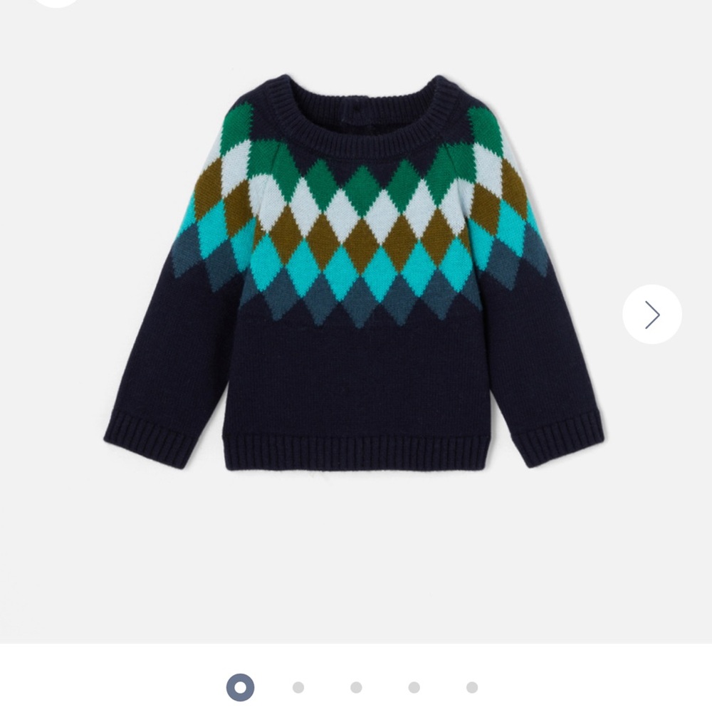 Jacadi Paris Toddler Boys Argyle Sweater, Size 36M or 2T, EUC